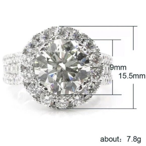 NEW 925 STERLING SILVER ROUND DIAMOND HALO RING, CUTE RING, SHINY RING. - Picture 7 of 7